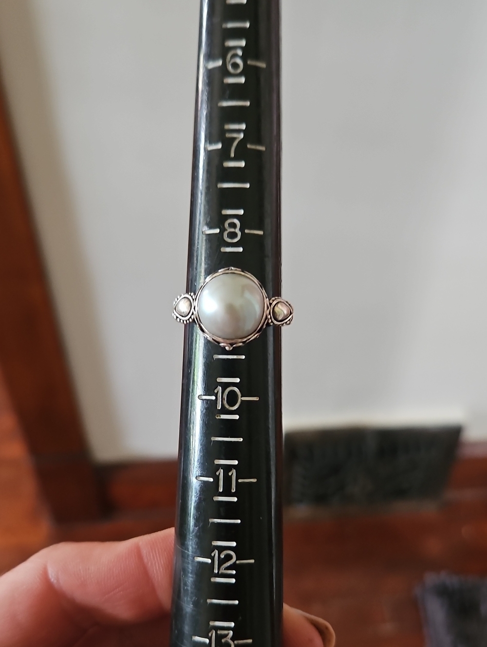 Sterling Silver Pearl Accent Ring Size 9